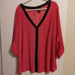 torrid Coral Blouse with Black Trim